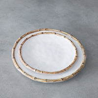 Vida White & Natural Bamboo 11" Dinner Plate Set of 4