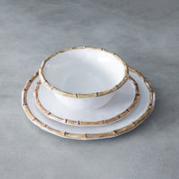 Vida Natural Bamboo & White 9" Salad Plate Set of 4 - Plate Side View | Bone & Brass