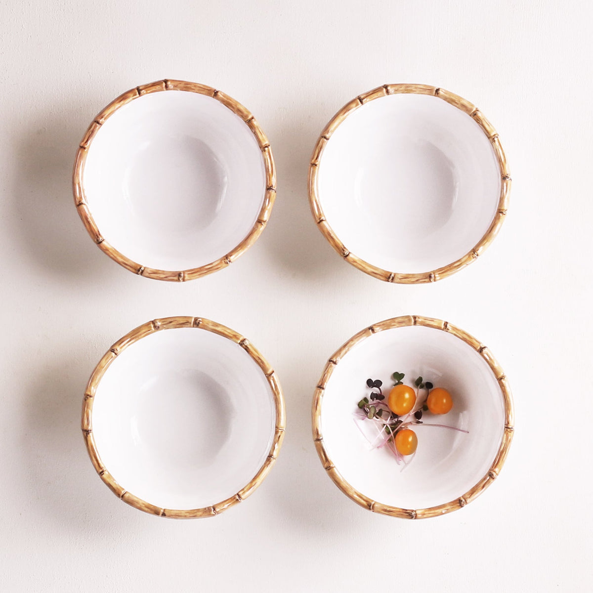 Vida Natural & White Bamboo 7.5" Dinner Bowl Set of 4 - Bowl View | Bone & Brass