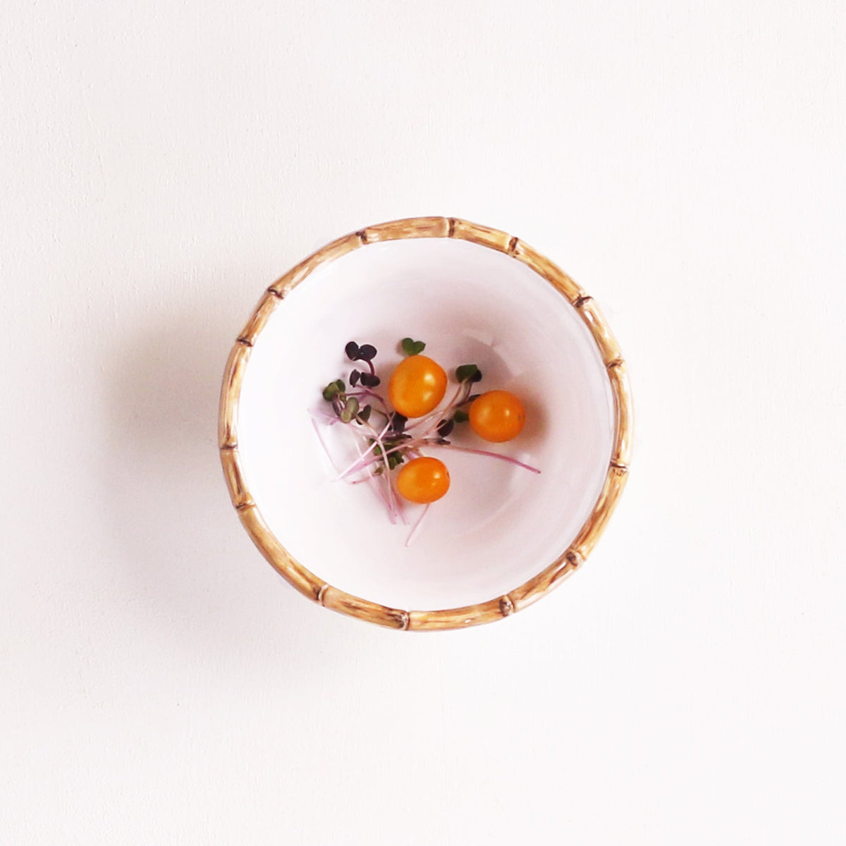 Vida Natural & White Bamboo 7.5" Dinner Bowl Set of 4 - Bowl Top View | Bone & Brass