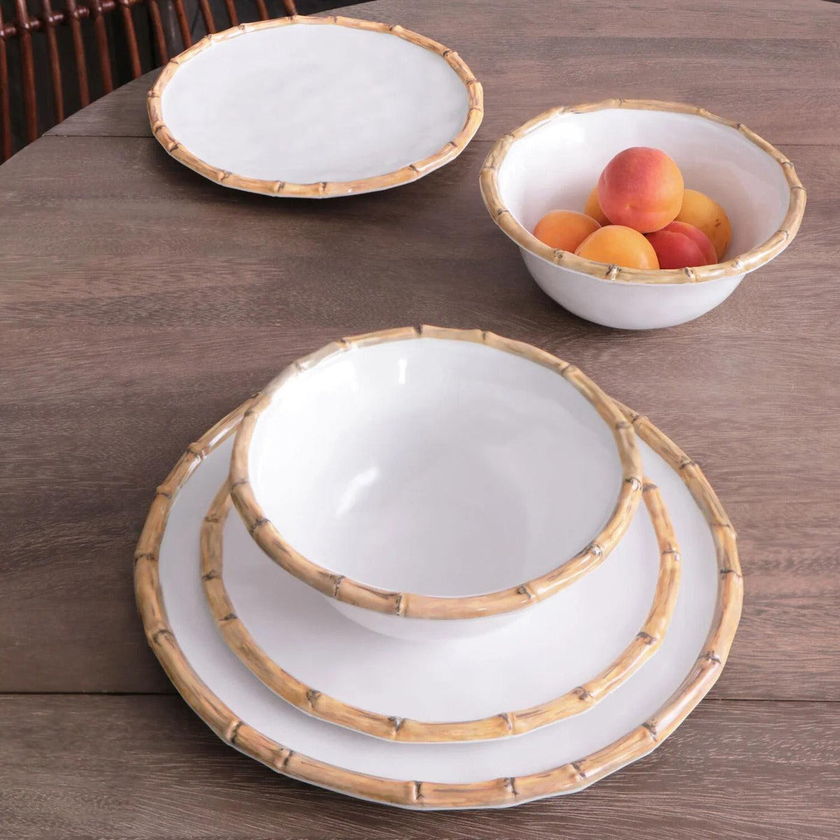 Vida Natural & White Bamboo 7.5" Dinner Bowl Set of 4 - Bowl Top View | Bone & Brass