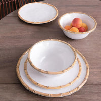 Vida Natural & White Bamboo 7.5" Dinner Bowl Set of 4 - Bowl Top View | Bone & Brass