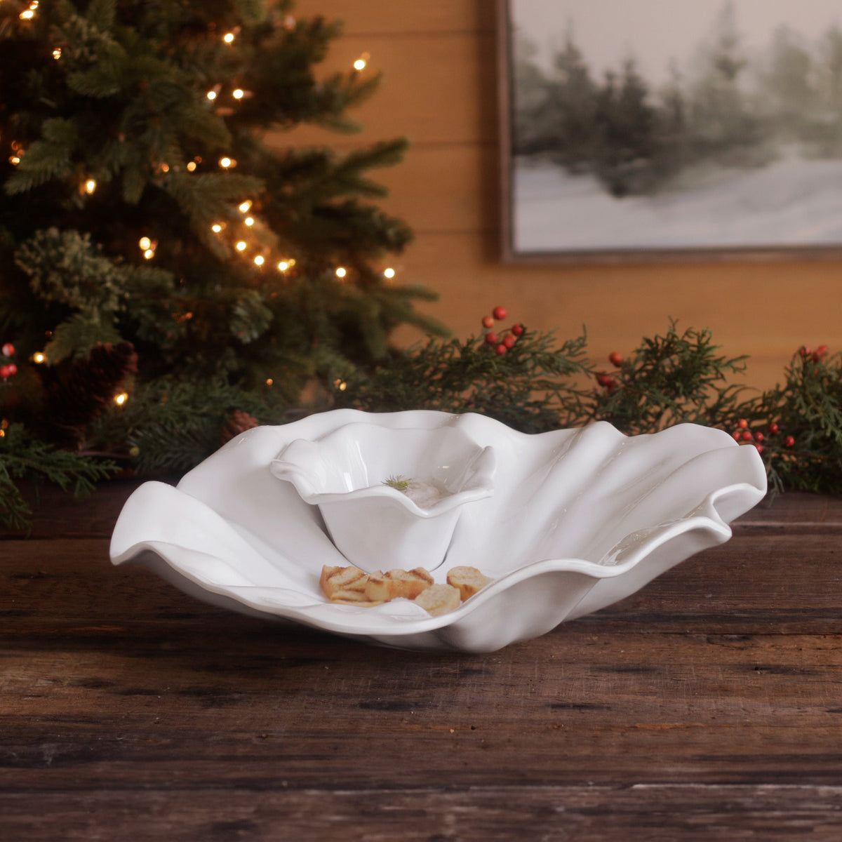 Vida Bloom White Chip Dip Set - Bowl Detail | Bone & Brass