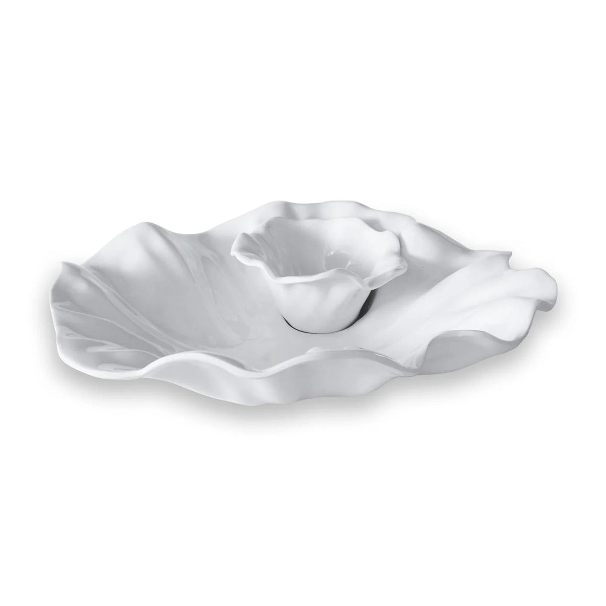 Vida Bloom White Chip Dip Set | Bone & Brass