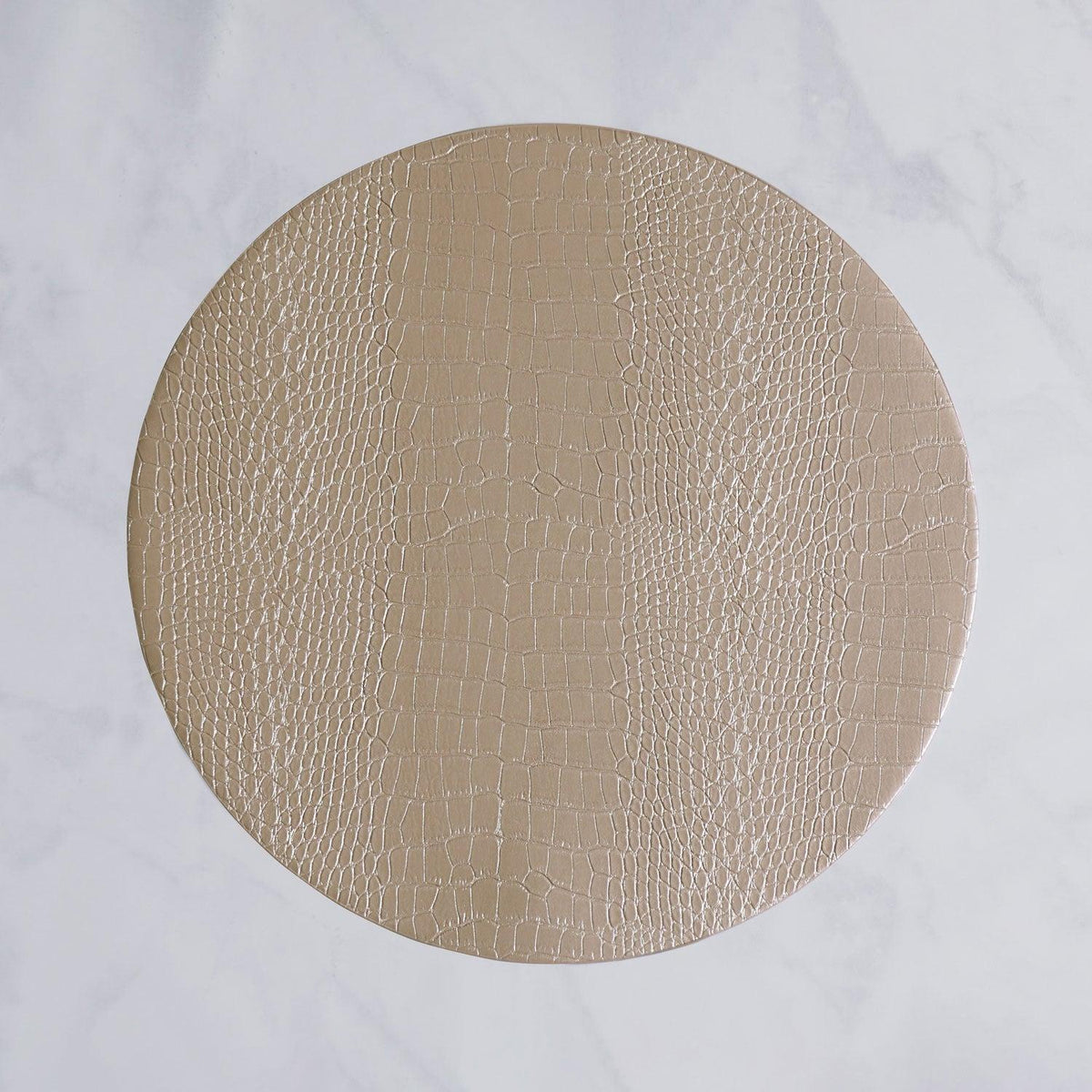 Vida Croc Silver & Gold Reversible Round Placemats Set of 4 - Placemat View | Bone & Brass