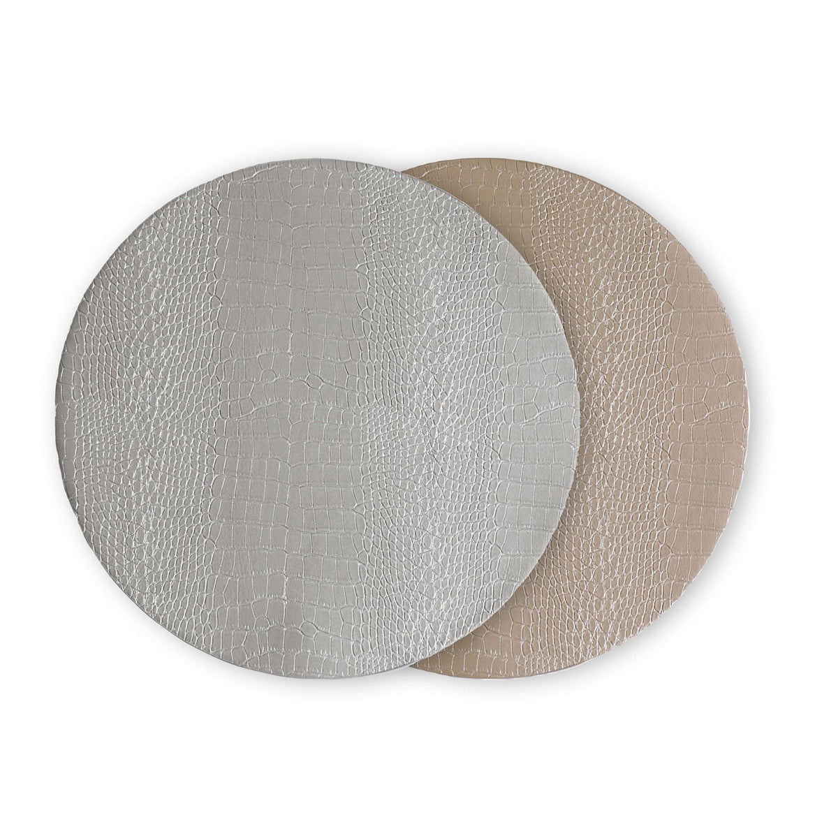 Vida Croc Silver & Gold Reversible Round Placemats Set of 4 | Bone & Brass