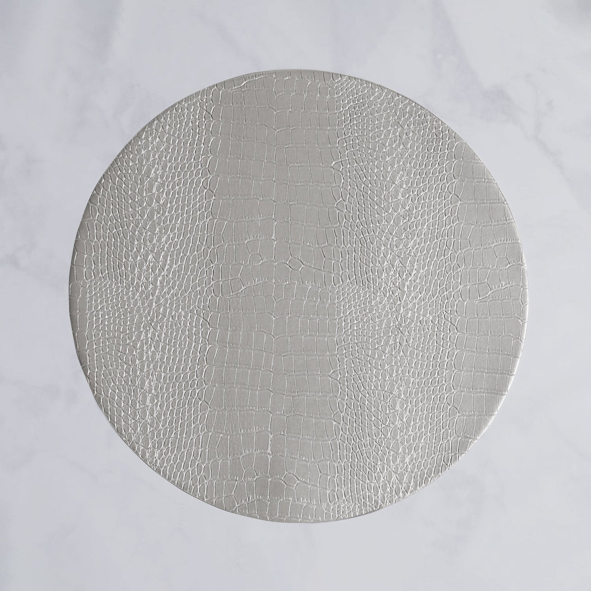 Vida Croc Silver & Gold Reversible Round Placemats Set of 4 - Placemat Side View | Bone & Brass