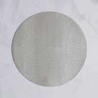 Vida Croc Silver & Gold Reversible Round Placemats Set of 4 - Placemat Side View | Bone & Brass