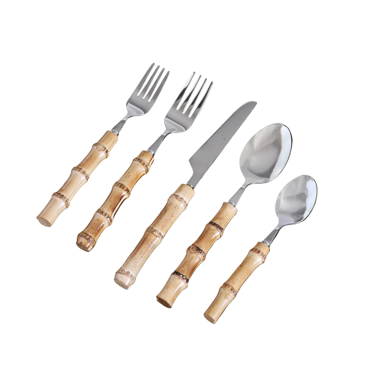 Vida Natural Bamboo & Stainless Flatware Set | Bone & Brass