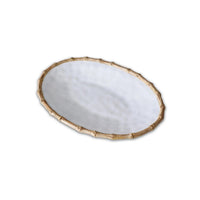 Vida Natural Bamboo & White Large Oval Serving Platter | Bone & Brass