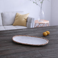 Vida Natural Bamboo & White Large Oval Serving Platter - Platter View | Bone & Brass