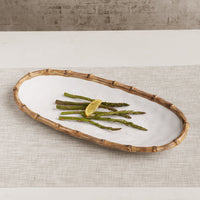 VIDA Natural & White Bamboo Medium Oval Serving Platter