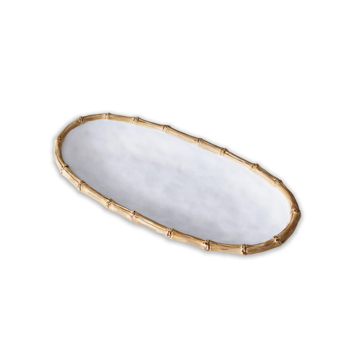 VIDA Natural & White Bamboo Medium Oval Serving Platter