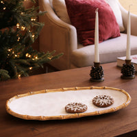VIDA Natural & White Bamboo Medium Oval Serving Platter