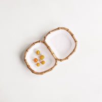 Vida Natural Bamboo & White Double Serving Bowls - Bowl View | Bone & Brass
