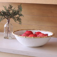 Vida Natural & White Bamboo Large Salad Bowl - Bowl Side View | Bone & Brass