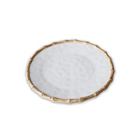 Vida White & Natural Bamboo Round Platter | Bone & Brass