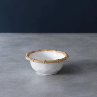 Vida White & Natural Bamboo Small Dip | Dessert Bowl - Bowl Detail | Bone & Brass