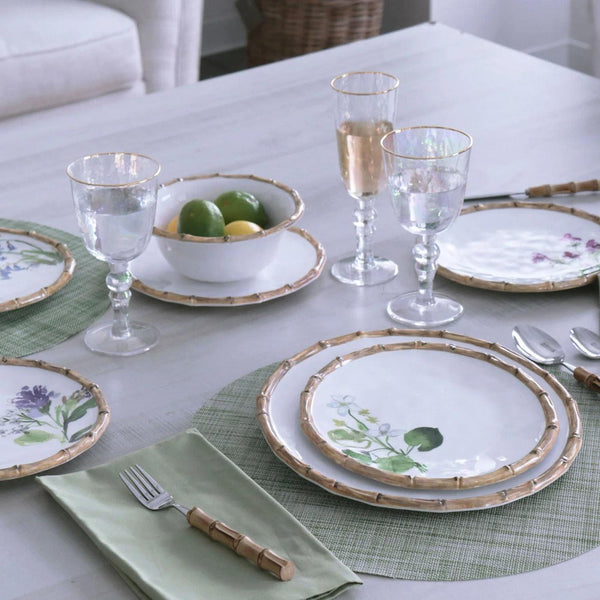 Vida Natural Bamboo & Floral Salad Plates Set of 4