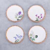 Vida Natural Bamboo & Floral Salad Plates Set of 4