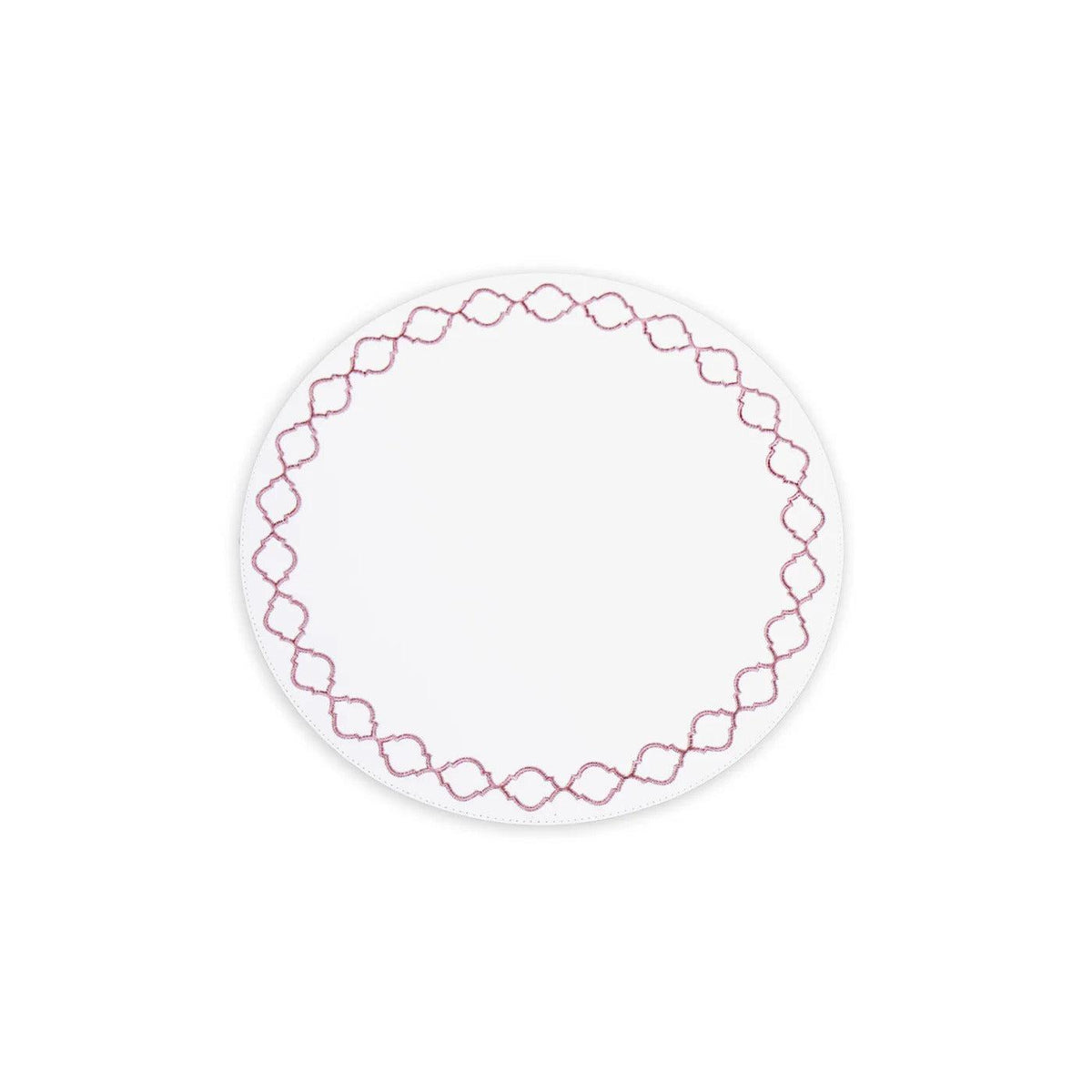 White & Pink Embroidered Round Placemats Set of 4 | Bone & Brass