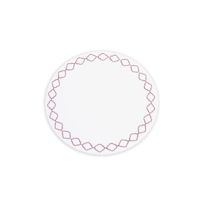 White & Pink Embroidered Round Placemats Set of 4 | Bone & Brass