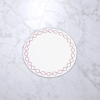 White & Pink Embroidered Round Placemats Set of 4 - Placemat Detail | Bone & Brass