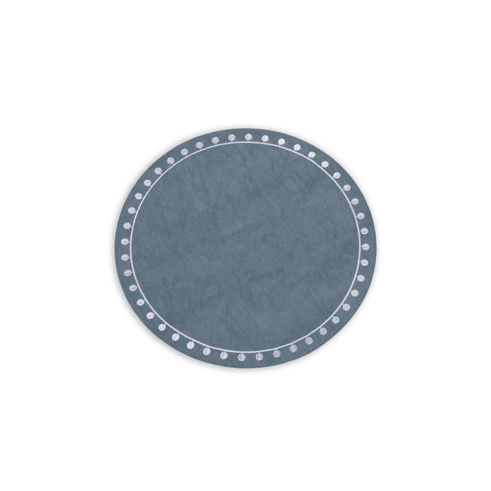 Vida Blue Round Embroidered Dots Placemats Set of 4