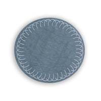 Vida Round Embroidered Swirl 15.5" Round Placemats Set 4 (Blue) | Bone & Brass