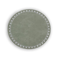 Vida Green Round Embroidered White Dots Placemats Set of 4 | Bone & Brass