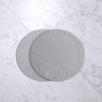 VIDA Gray Round Embroidered Placemats Set of 4
