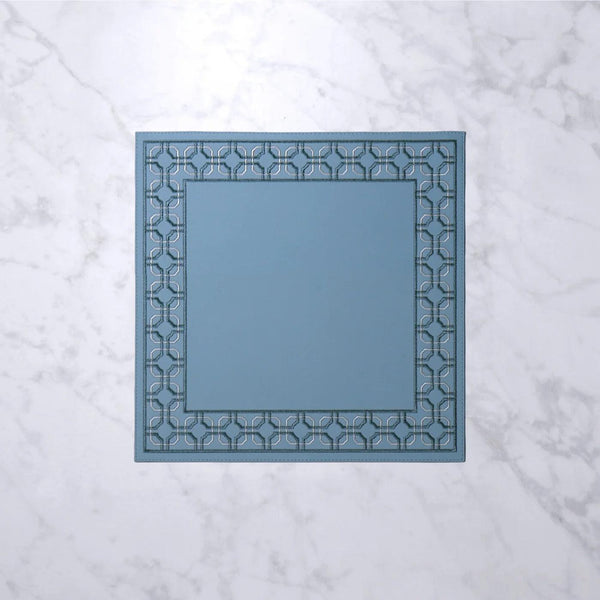 Vida Square Embroidered 15" Square Placemats Set 4 (Blue) - Placemat Detail | Bone & Brass