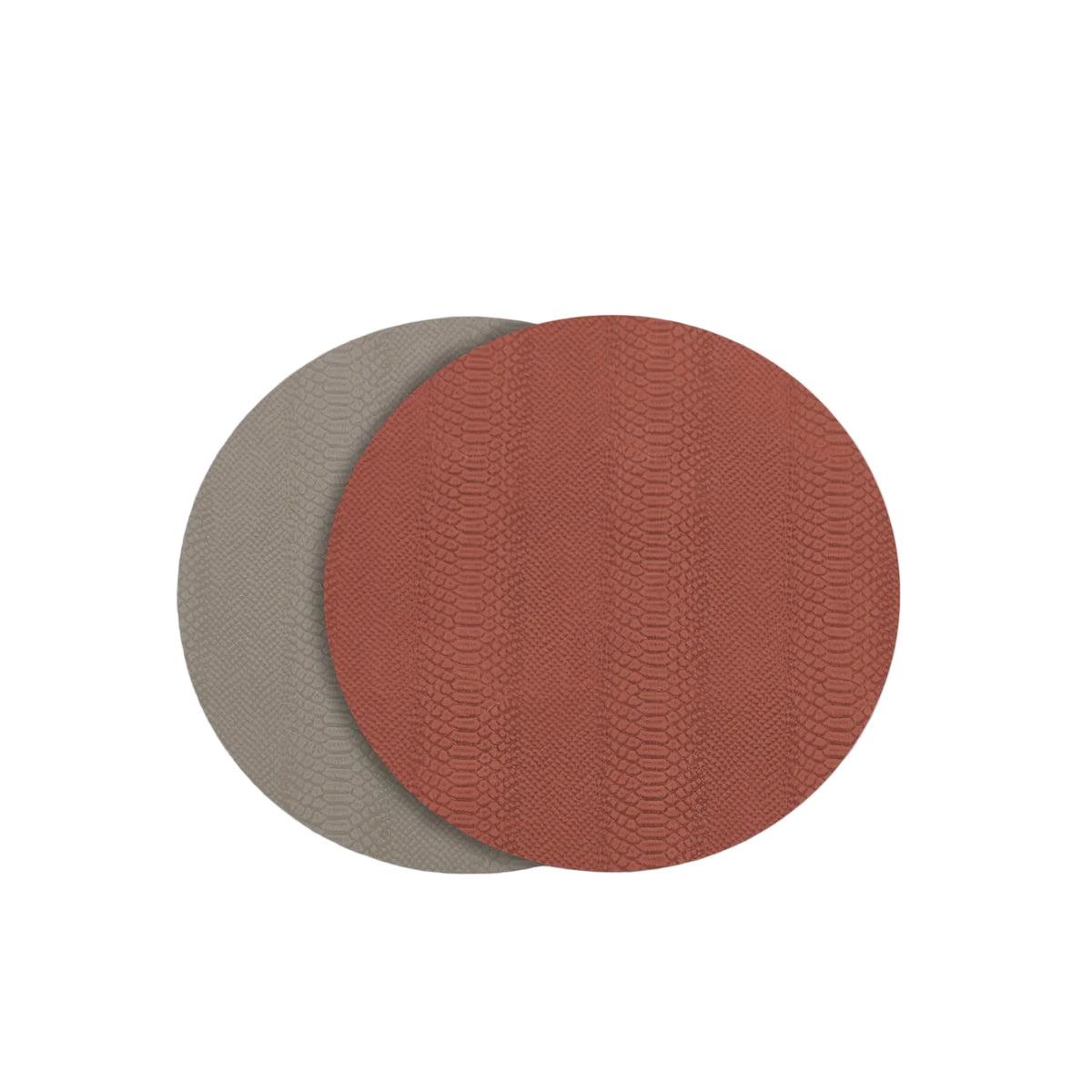 Vida Croc Reversible 15.5" Round Placemats Set 4 (Salmon Taupe) | Bone & Brass
