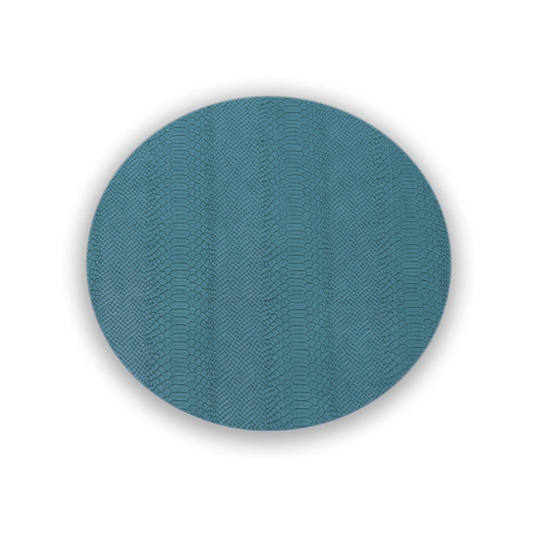 Vida Teal Croc & Butterfly Reversible Round Placemats Set of 4 - Placemat Texture Detail | Bone & Brass