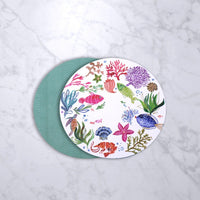 Vida Croc Reversible 15.5" Round Placemats Set 4 (Coastal) - Placemat Detail | Bone & Brass