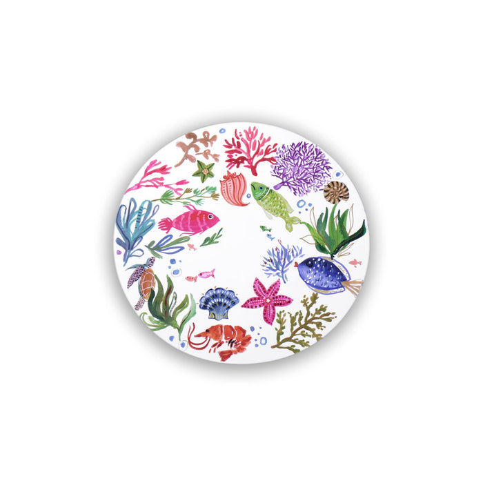 Vida Croc Reversible 15.5" Round Placemats Set 4 (Coastal) | Bone & Brass