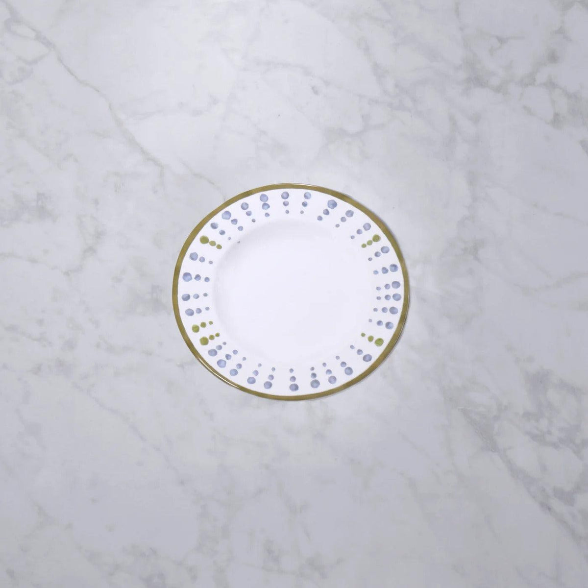 Vida Athena Salad Plate 9.25" Set 4 (Blue Green dots) - Plate Detail | Bone & Brass