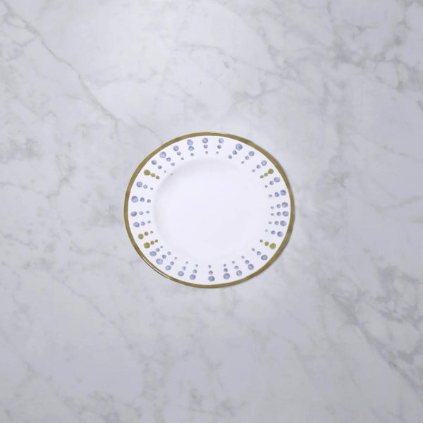 Vida Athena Salad Plate 9.25" Set 4 (Blue Green dots) - Plate Detail | Bone & Brass