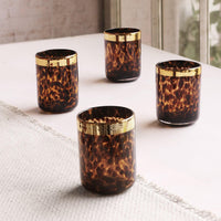 Glass Tortoise Gold Tumbler Set 4 - Glass Side View | Bone & Brass