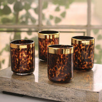 Glass Tortoise Gold Tumbler Set 4 - Glass Side View | Bone & Brass