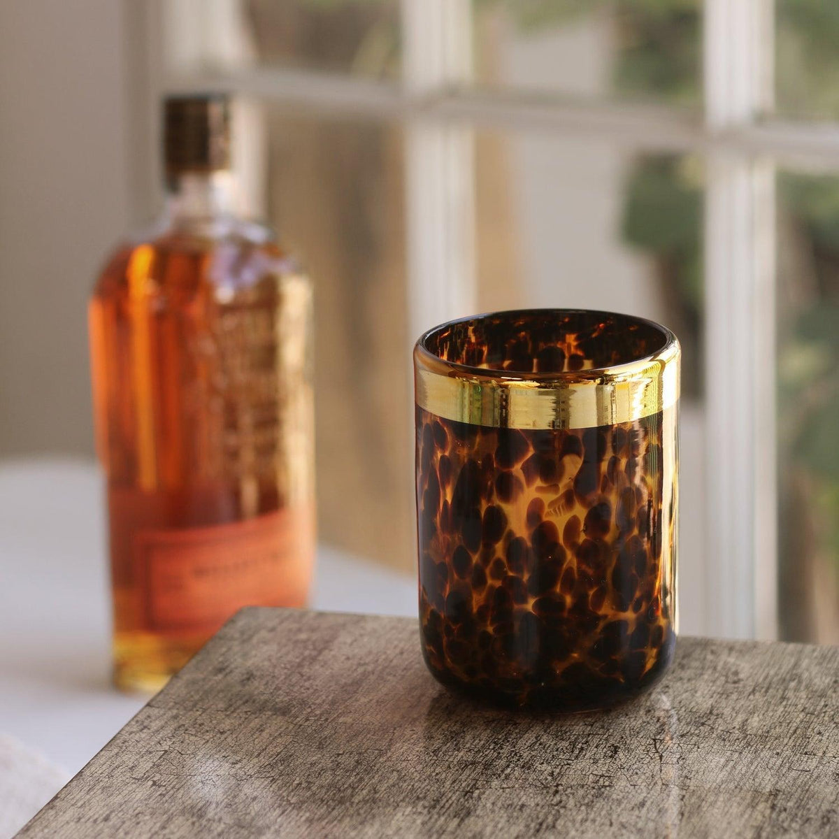 Glass Tortoise Gold Tumbler Set 4 - Glass View | Bone & Brass