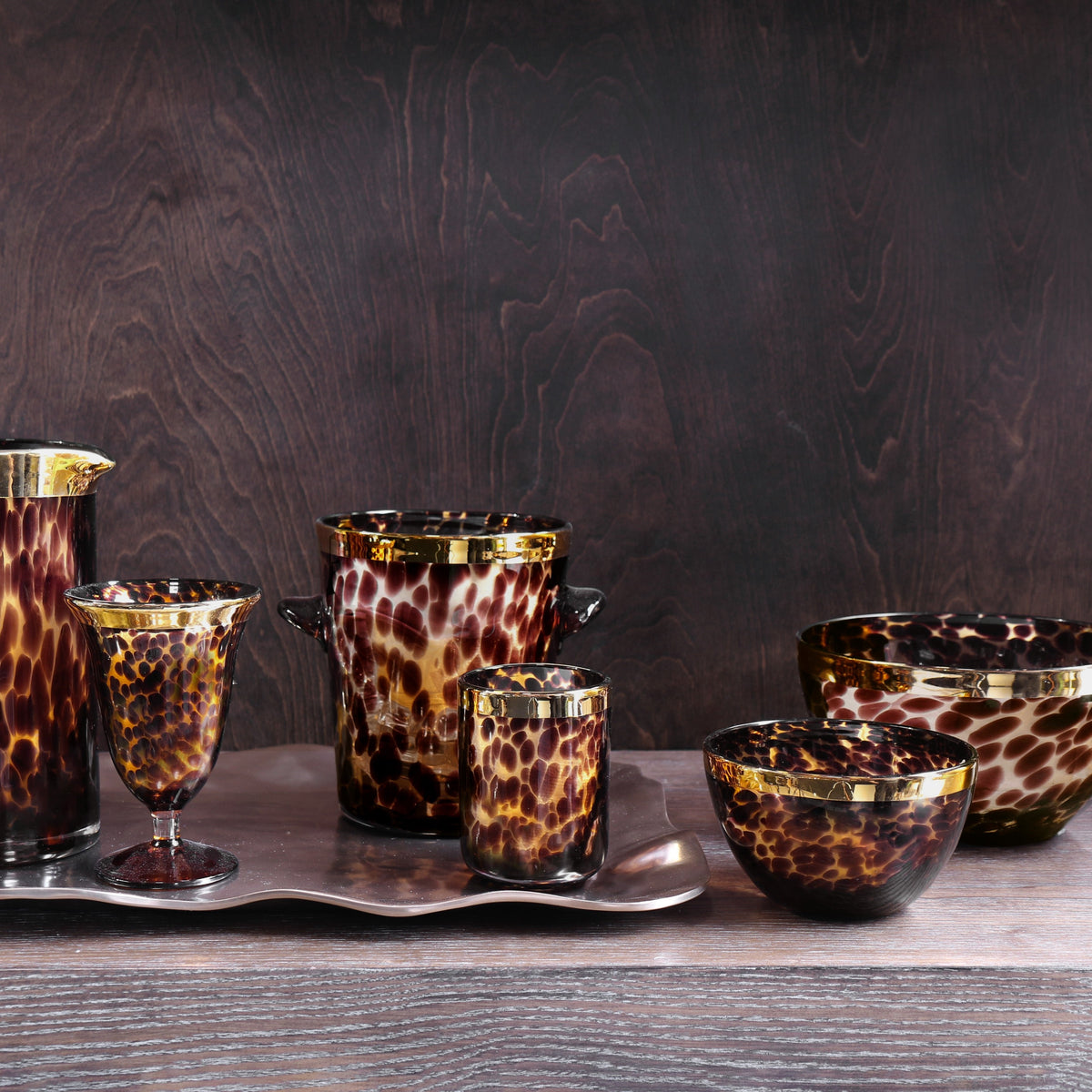 Tortoise and Gold Glass Dinner Bowl