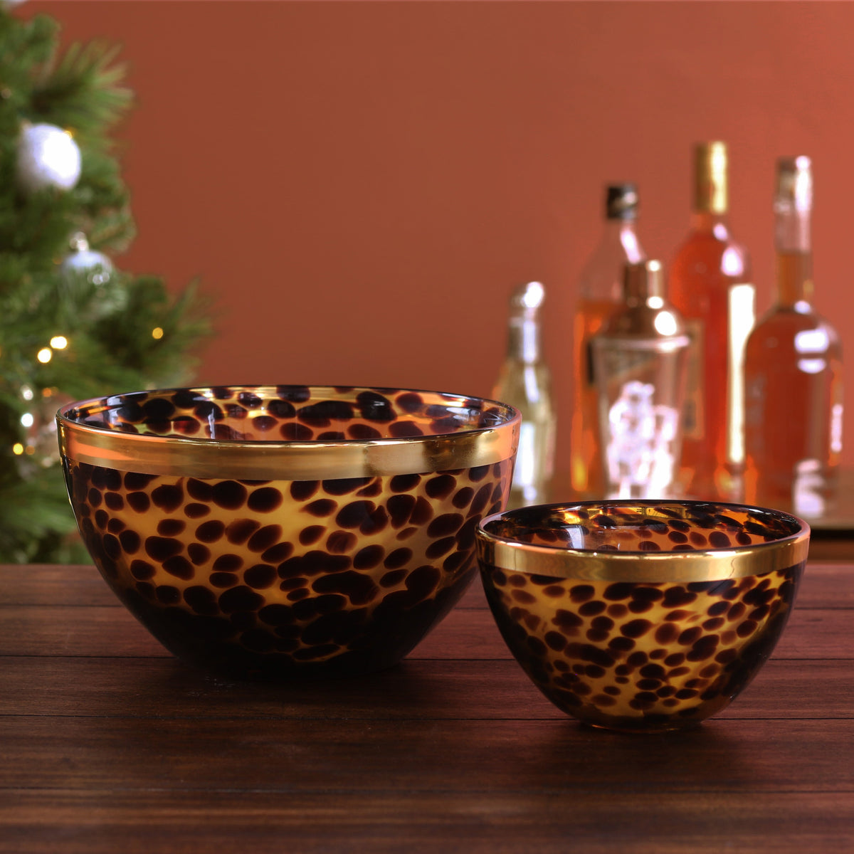 Tortoise and Gold Glass Dinner Bowl