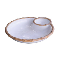 VIDA Bamboo White & Natural Large Chip & Dip Bowl | Bone & Brass