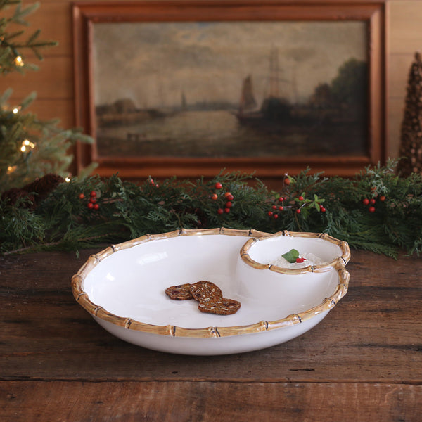 VIDA Bamboo White & Natural Large Chip & Dip Bowl