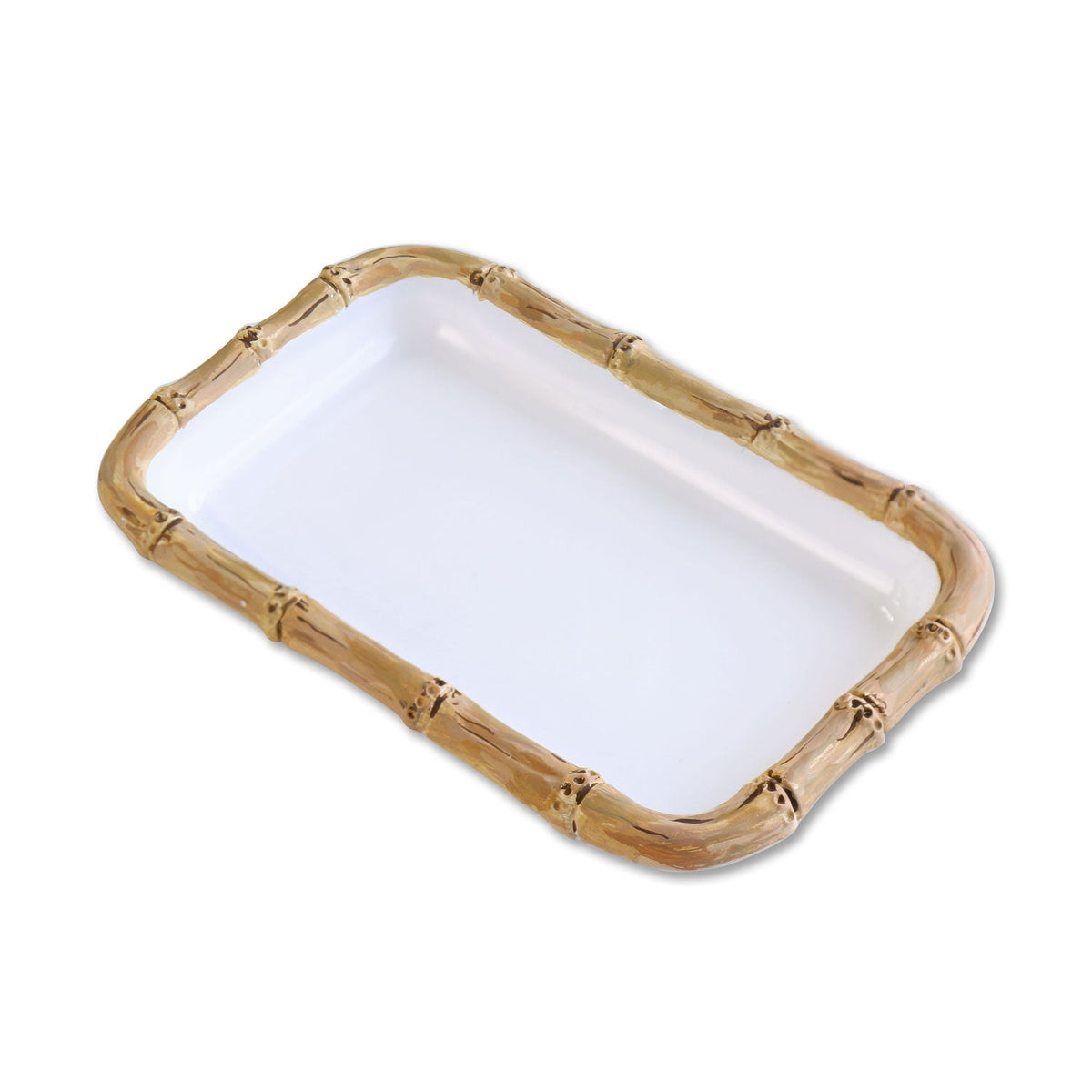 Vida Natural Bamboo & White Guest Towel Holder | Bone & Brass