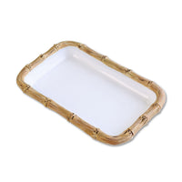 Vida Natural Bamboo & White Guest Towel Holder | Bone & Brass