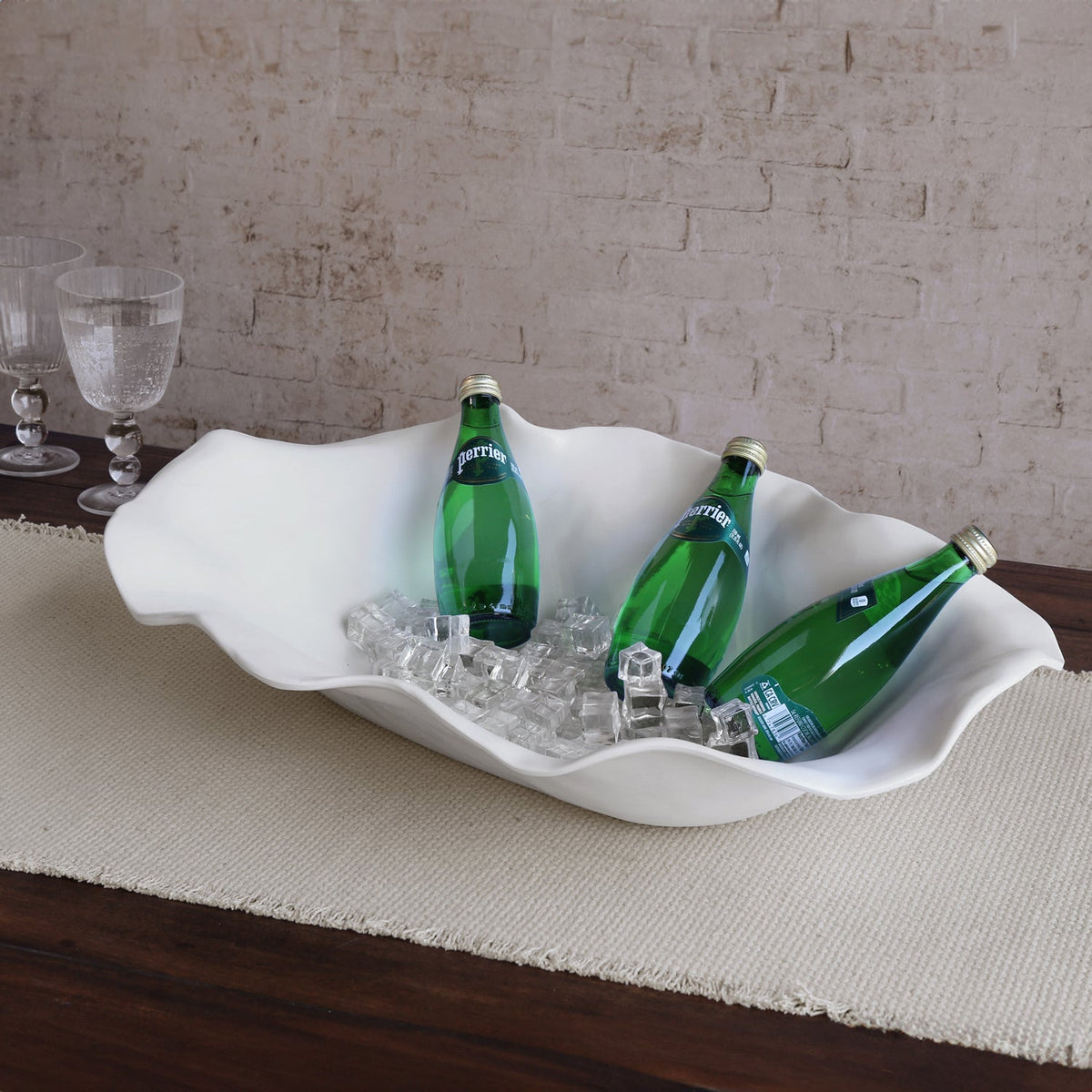 Vida Nube Extra Large Oval Centerpiece (White) - Platter Top View | Bone & Brass