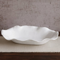 Vida Nube Extra Large Oval Centerpiece (White) - Platter Side View | Bone & Brass