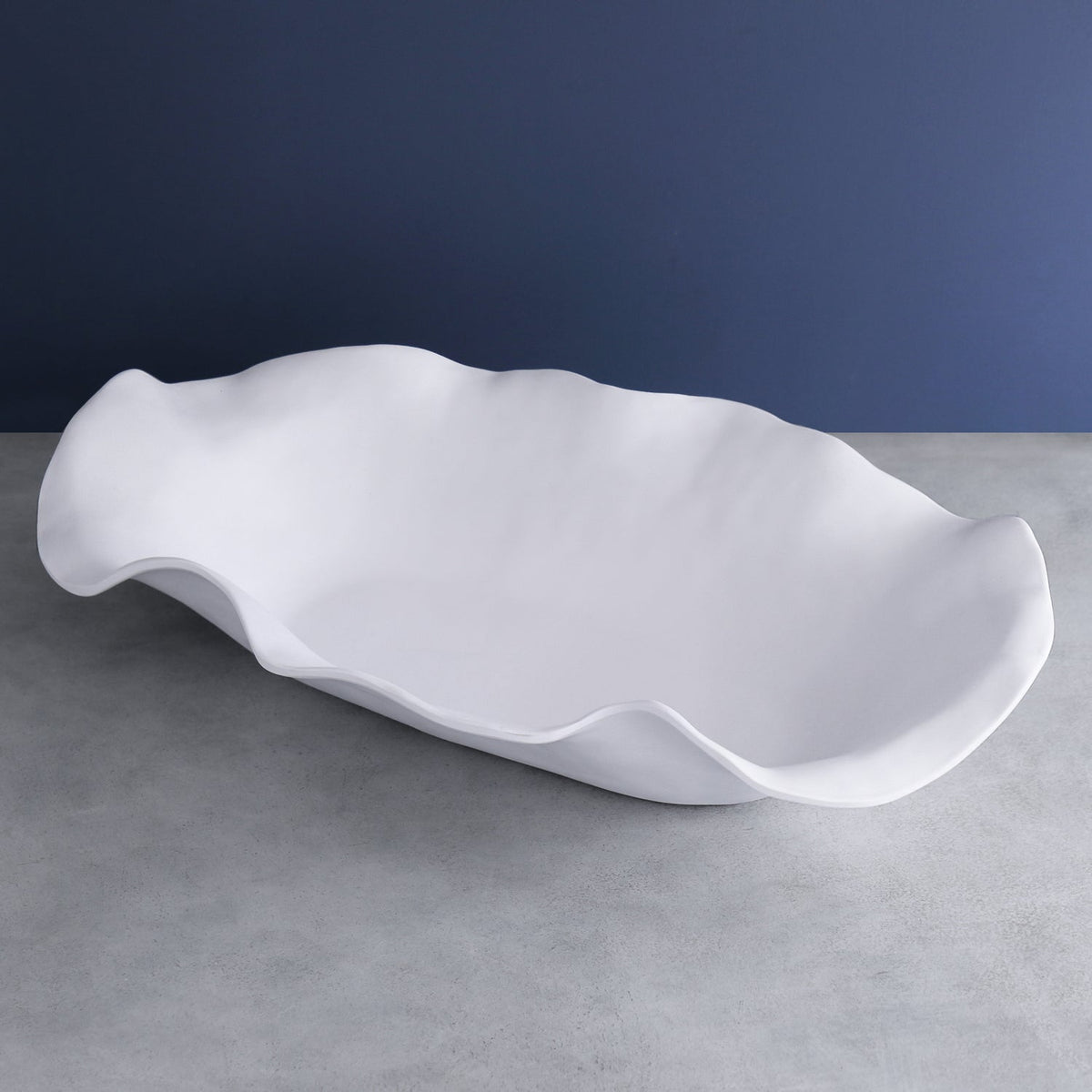 Vida Nube Extra Large Oval Centerpiece (White) - Platter Top View | Bone & Brass